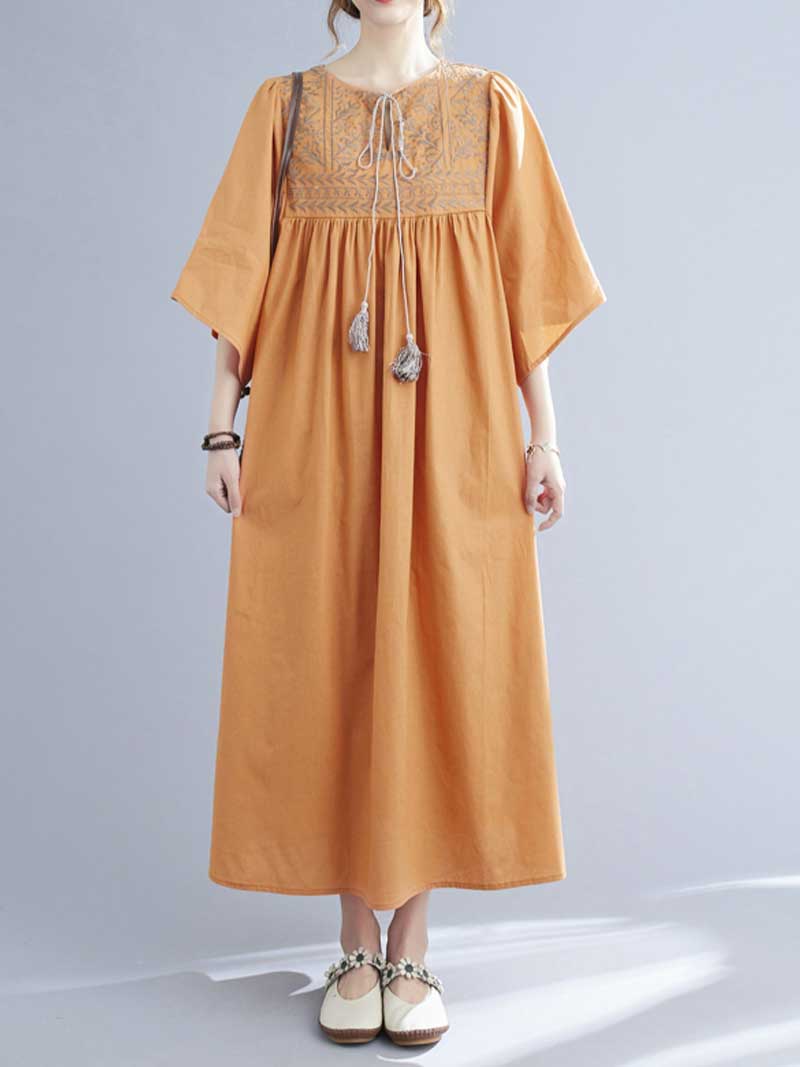 Embroidered Polyester  A-Line Dress