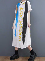 Cotton Art Print Shirt Dress