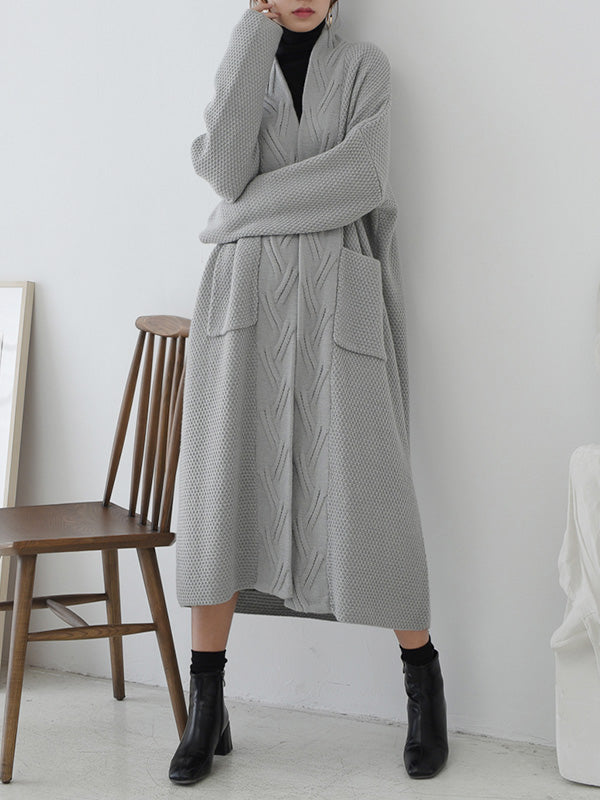 Diamond Long Cardigan Sweater com bolso