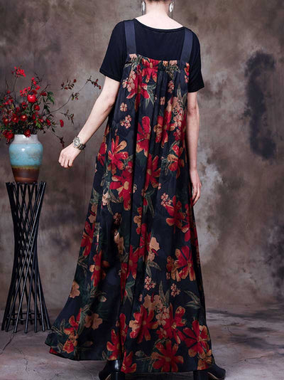 Women's Flower Printed Salopette Dress