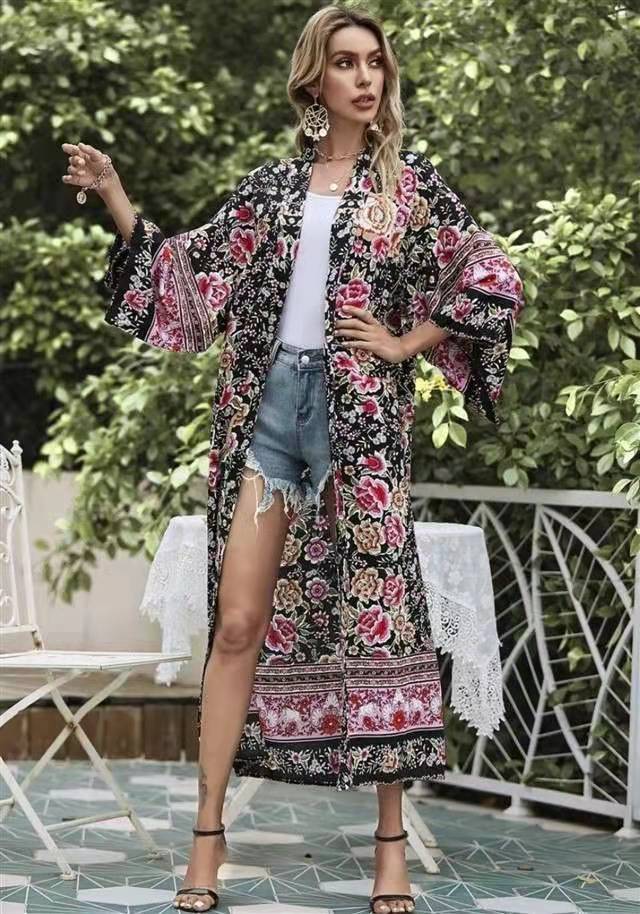 Evatrends cotton gown robe printed kimonos