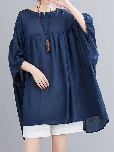 Evatrends Cotton Top, Summer wear, Doll sleeves, Plain top, Round Neck Wear With Jeans pant or Trouser