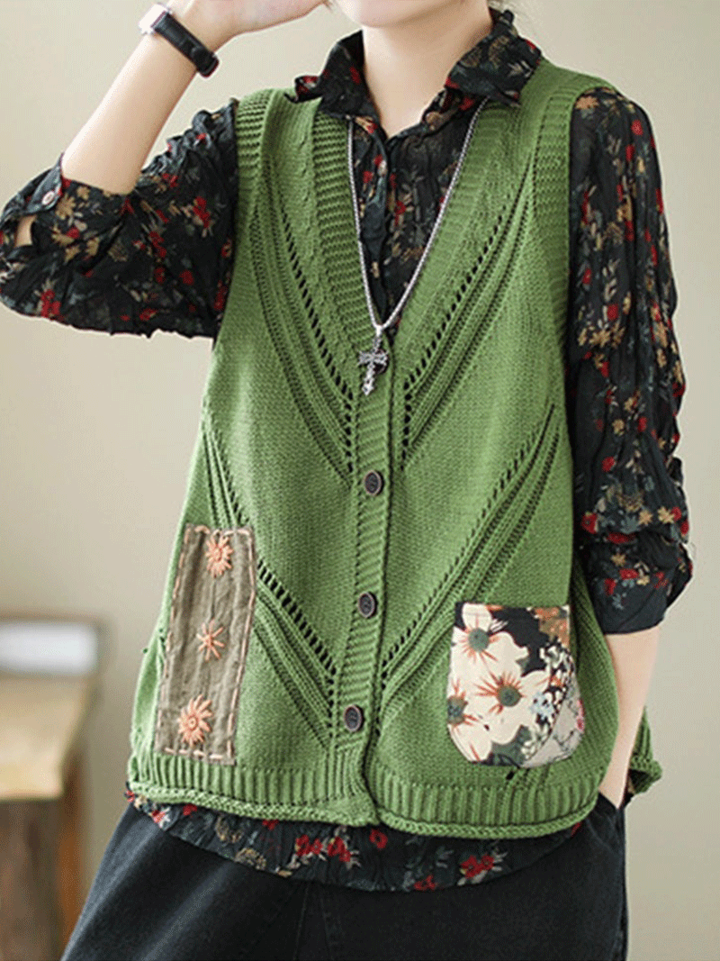 Saturday Night Patch algodão Cardigan de suéter de malha de algodão