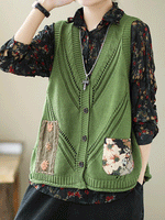 Saturday Night Patch algodão Cardigan de suéter de malha de algodão