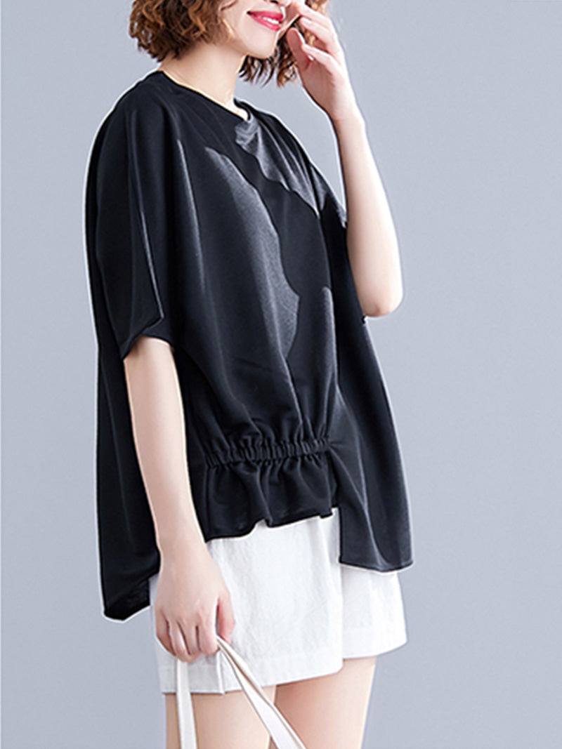 Women's Round Neck Elastic  Tops