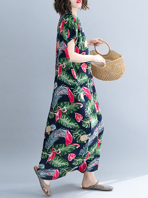 Feuilles de palmier et robe de Kaftan Flamingo Plus taille
