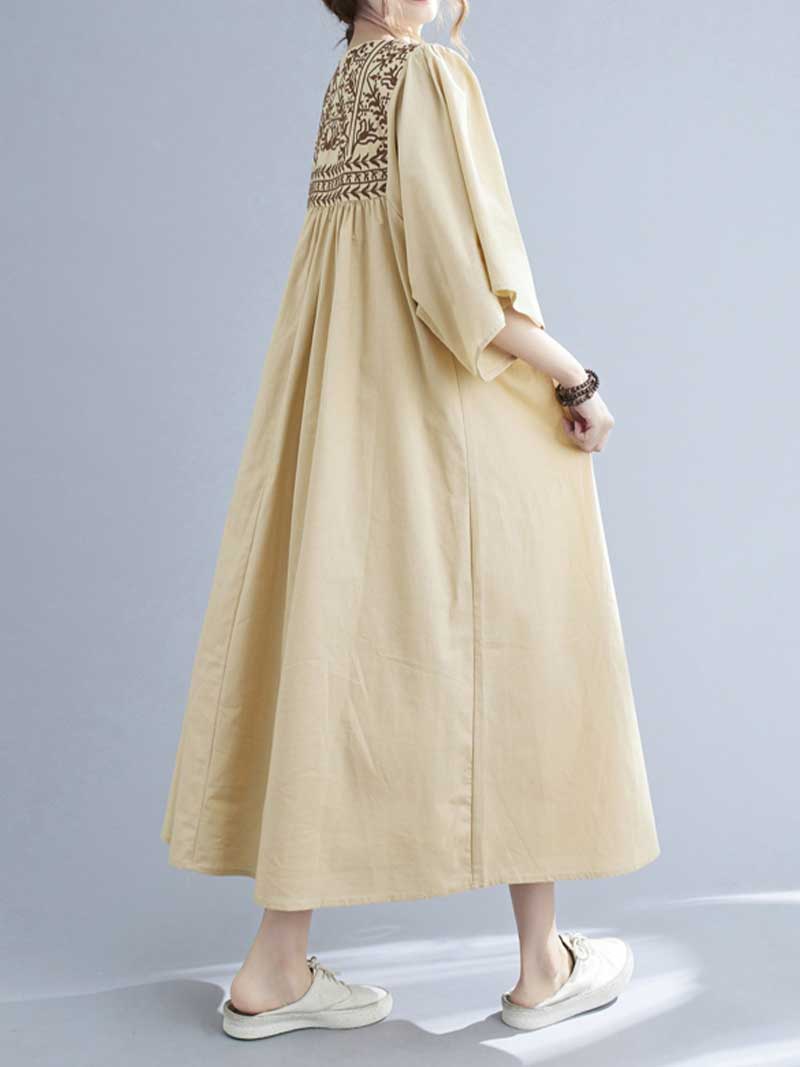 Embroidered Polyester  A-Line Dress
