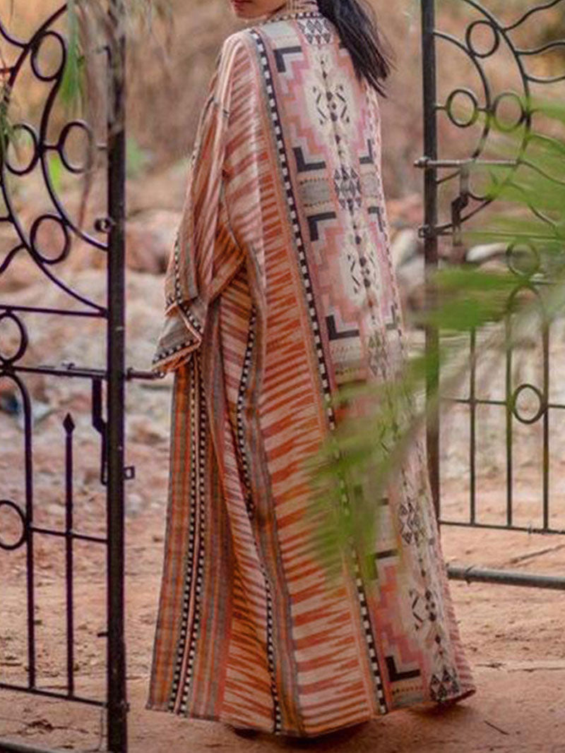 Evatrends cotton gown robe printed kimonos, Outerwear, Cotton, Nightwear, long kimono, Broad sleeves with armpit opening long Sleeves, loose fitting, Printed