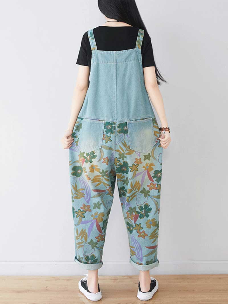 Dungarees, cotton, denim, ripped jeans, floral, vintage, retro style, overall, Wild