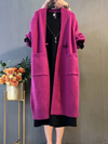 women's long red cardigan coat